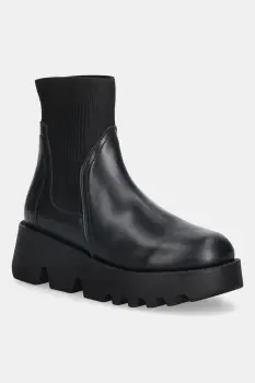 Fly London ghete chelsea de piele ZOOL317FLY culoarea negru, toc pana, P145317000 imagine