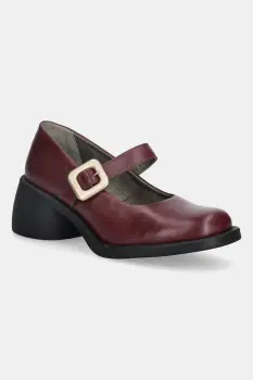 Fly London pantofi de piele HUVI044FLY culoarea bordo, cu toc drept, P145044010 imagine