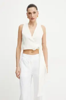 Forte Forte bluza din in femei, culoarea bej, uni, 13827 my top imagine