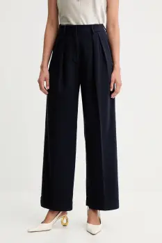 Forte Forte pantaloni de bumbac culoarea bleumarin, drept, high waist, 14036.my.pants imagine