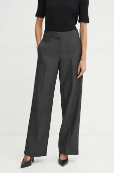 Forte Forte pantaloni de lana culoarea gri, lat, high waist, 13224_my pants imagine