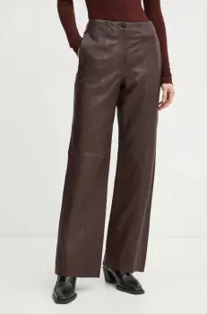 Forte Forte pantaloni de piele femei, culoarea rosu, drept, high waist, 13215_my pants imagine