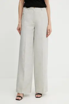 Forte Forte pantaloni din amestec de in culoarea bej, lat, high waist, 13819 my pants imagine