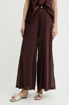 Forte Forte pantaloni din amestec de matase culoarea bordo, fason culottes, high waist, 13897 my pants imagine