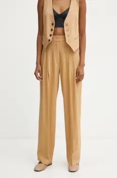 Forte Forte pantaloni din lana culoarea maro, drept, high waist, 13221_my pants imagine