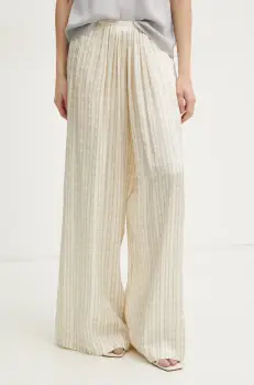 Forte Forte pantaloni femei, culoarea bej, lat, high waist, 13628.my pants imagine