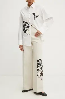 Forte Forte pantaloni femei, culoarea bej, lat, high waist, 13719bis.my pants imagine