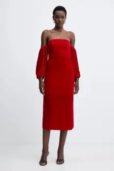 Forte Forte rochie din matase culoarea rosu, midi, mulata, 14350.mydress imagine