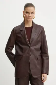 Forte Forte sacou de piele culoarea rosu, un singur rand de nasturi, neted, 13214_my jacket imagine