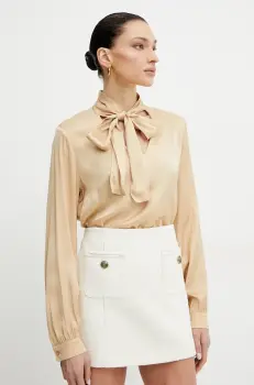 Fracomina bluza femei, culoarea bej, uni, FS25ST1001W73201 imagine