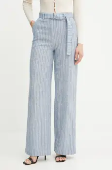 Fracomina pantaloni din amestec de in lat, high waist, FS25SV3008W402Q6 imagine