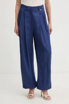 Fracomina pantaloni palazzo pentru femei, cu amestec de in imagine