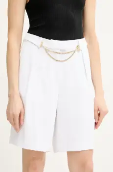 Fracomina pantaloni scurti culoarea alb, uni, high waist, FS25SV6001W47601 imagine