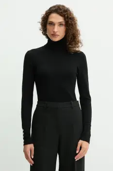 Fracomina pulover culoarea negru, light, cu guler, FR25WT7001K42101 imagine