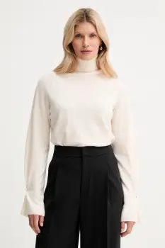 Fracomina pulover de lana culoarea portocaliu, light, cu guler, FR25WT7013K47301 imagine