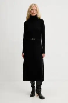 Fracomina rochie cu lana culoarea negru, midi, evazati, FR25WD5004K459Q7 imagine