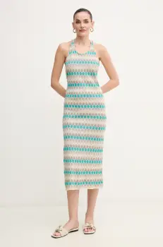 Fracomina rochie culoarea bej, midi, mulata, FS25SD5006K414F8 imagine