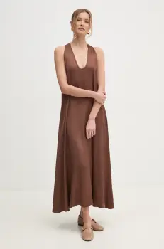 Fracomina rochie culoarea maro, maxi, oversize, FS25SD3005W64101 imagine