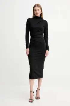 Fracomina rochie culoarea negru, midi, mulata, FS25WD2007W62601 imagine