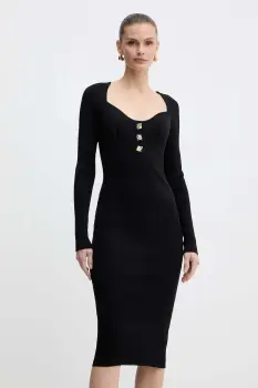 Fracomina rochie culoarea negru, midi, mulata, FS25WD5005K41601 imagine