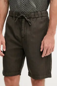 Frescobol Carioca pantaloni scurti din amestec de in culoarea verde, 2603.840 imagine
