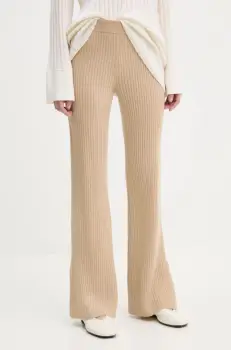 FROM FUTURE pantaloni de trening din casmir culoarea bej, neted, WJO02258 imagine