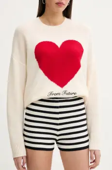 FROM FUTURE pantaloni scurti din lana femei, culoarea albastru marin, modelator, high waist, WSH02688 imagine