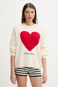 FROM FUTURE pulover de casmir femei, culoarea bej, WPR02595 imagine