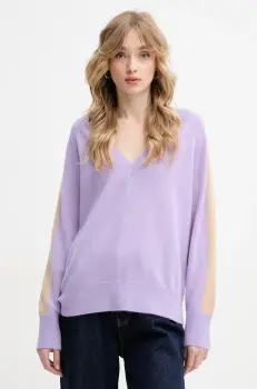 FROM FUTURE pulover de casmir femei, culoarea violet, light, WPV00497 imagine