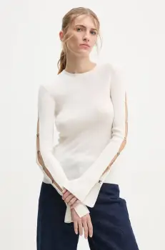 FROM FUTURE pulover de lana femei, culoarea bej, light, WTO02295 imagine