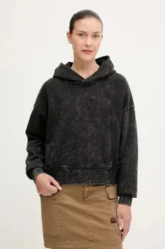 G-Star hanorac de bumbac culoarea negru, cu gluga, uni, D27726.D969 imagine