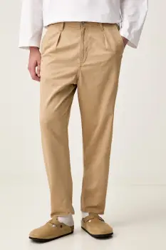 G-Star pantaloni chinos pentru barbati cu bumbac Pleated Chino Relaxed Tapered imagine