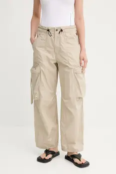 G-Star pantaloni din bumbac culoarea bej, drept, high waist, D26433-C973 imagine