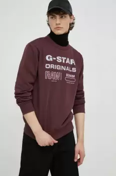 G-Star Raw bluza barbati, culoarea bordo, cu imprimeu imagine