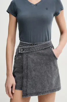 G-Star Raw fusta si pantaloni denim femei, culoarea gri, uni, high waist, D26107-D966 imagine