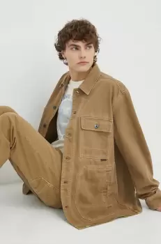 G-Star Raw geaca jeans barbati, culoarea maro, de tranzitie imagine