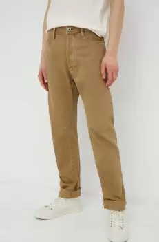 G-Star Raw pantaloni de bumbac culoarea bej, drept imagine