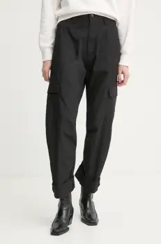 G-Star Raw pantaloni de bumbac culoarea negru, fason cargo, high waist, D26030-C973 imagine