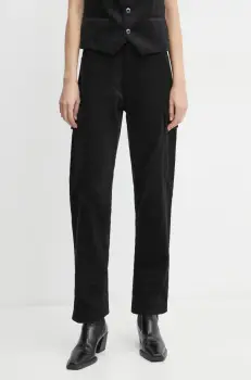 G-Star Raw pantaloni de catifea cord culoarea negru, drept, high waist, D25761-D727 imagine