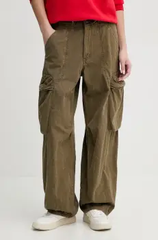 G-Star Raw pantaloni femei, culoarea verde, croiala cargo, high waist, D26433-D385 imagine