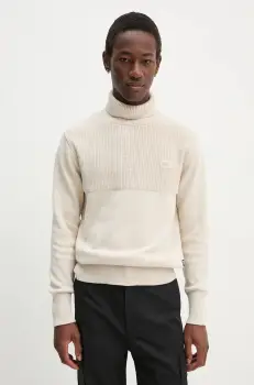 G-Star Raw pulover de bumbac culoarea bej, cu guler, D25151-C868 imagine