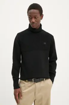 G-Star Raw pulover de bumbac culoarea negru, cu guler, D25151-C868 imagine