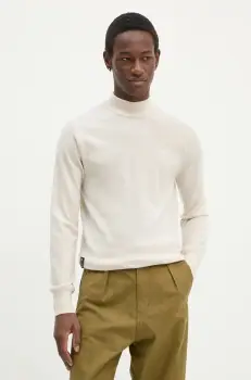 G-Star Raw pulover de lana barbati, culoarea bej, light, cu guler, D25175-D847 imagine