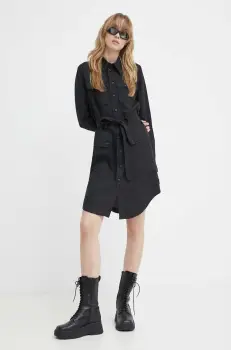 G-Star Raw rochie din amestec de in culoarea negru, mini, evazati imagine