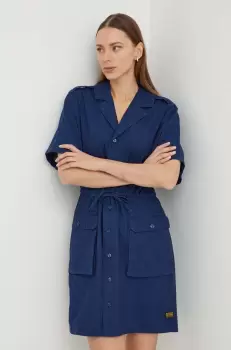 G-Star Raw rochie din bumbac culoarea albastru marin, mini, drept imagine