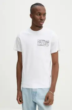 G-Star Raw tricou din bumbac barbati, culoarea alb, cu imprimeu, D25146-C506 imagine