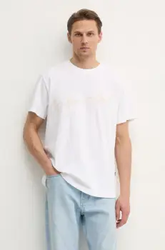 G-Star Raw tricou din bumbac barbati, culoarea alb, cu imprimeu, D25148-C336 imagine