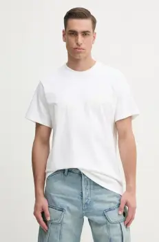 G-Star Raw tricou din bumbac barbati, culoarea alb, cu imprimeu, D25148-C784 imagine