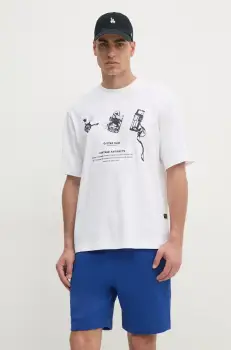 G-Star Raw tricou din bumbac barbati, culoarea alb, cu imprimeu, D25978-C336 imagine