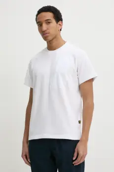 G-Star Raw tricou din bumbac barbati, culoarea alb, neted, D26545-D959 imagine